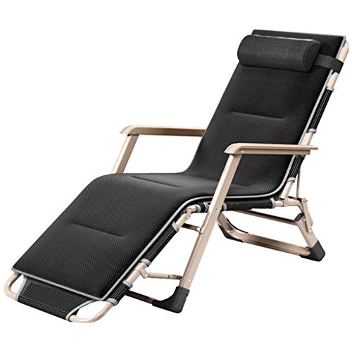 HFERTSCN Sun Loungers Deckstühle Klappern der Schwerkraft Entspannungsstühle Patio Lounge Liege für Gartenstrand Camping im Freien mit Kissen max.200 kg - Schwarz FANDIAO von HFERTSCN