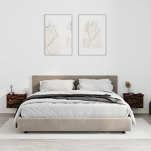 HFERTSCN Tische-Bett-Tische-Tische-wandelte Nachtschränke 2 Stcs geräucherte Eiche 41.5x36x28cm FANDIAO von HFERTSCN