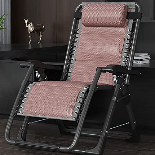 HFERTSCN Übergroße Schwerkraftstuhl -Lounge -Stühle mit Kissen für Außenklapplieger Campingstuhl Verstellbare Rückenlehne tragbare Chaise für das Bräunen von Patio Pool Beach Sonne (Pink) FANDIAO von HFERTSCN