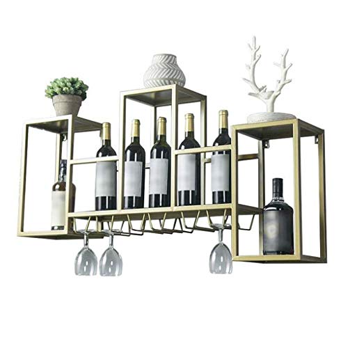 HFERTSCN Weinregal Rotwein Rack Großer Eisen Standard Wand für Küchenbar Wand Dekoration Wandschrank Weinschrank Gold Rahmen Getränk Rack Champagner FANDIAO von HFERTSCN