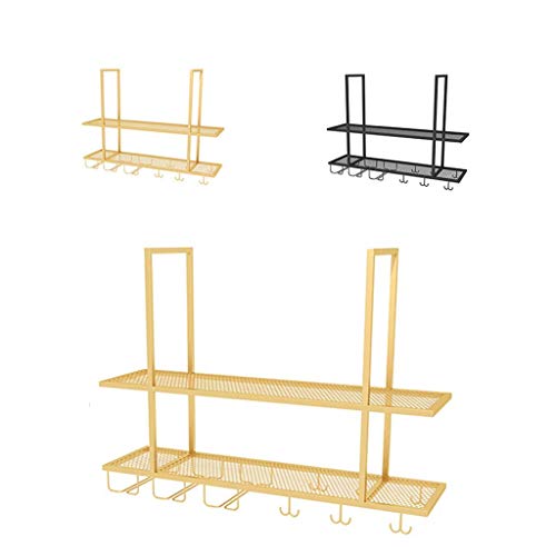 HFERTSCN Wine Rack Bar Restaurant Weinglas Rack Home Counter auf der Decke Red Stiel Hähne Industrial 2-Tier Dekoration Anwendung Golden 120 x 30 cm FANDIAO von HFERTSCN