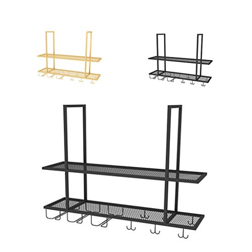 HFERTSCN Wine Rack Bar Restaurant Weinglas Rack Home Counter auf der Decke Red Stiel Hähne Industrial 2-Tier Dekoration Anwendung Golden 120 x 30 cm FANDIAO von HFERTSCN