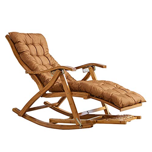HFERTSCN Zero Gravity Stuhl Bambus Terrasse Schaukelstuhl Klafte Rasenlounge mit gepolstertem Garten und Strand am Pool, max.150 kg (braun) FANDIAO von HFERTSCN