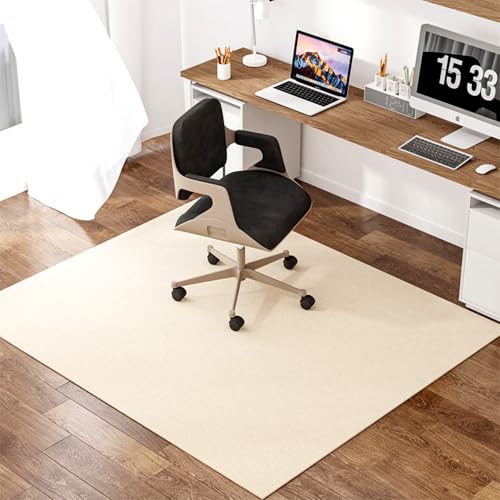 Hartholzbodenschutzmatte kratzfestes Schreibtischstuhl Matte Anti-Schlitten-Bürostuhl Untermesser Mehrzweckteppichteppich für Haus/Büro beige Weiß 150 x 120 cm FANDIAO von HFERTSCN
