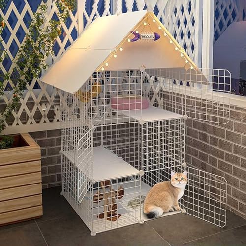 Katzenkäfig -Playpen - Katzenkäfige Innenraum großer Frettchen Käfig Hundekisten für kleine Hunde Katze Außengehäuse Abnehmbarer Metalldraht Zwinger Hängematten Hängematte Haustierkäfig Haustierkiste von HFERTSCN