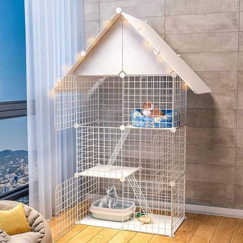 Katzenkäfig -Playpen - Katzenkäfige Innenraum großer Frettchen Käfig Hundekisten für kleine Hunde Katze Außengehäuse Abnehmbarer Metalldraht Zwinger Hängematten Hängematte Haustierkäfig Haustierkiste von HFERTSCN