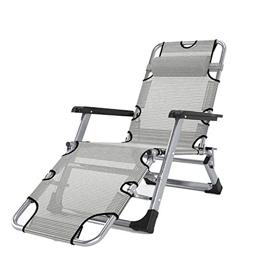 Leichter haltbarer Klappstuhl Gartendeck Klapperkriechstuhl, Büro -Lounge -Stuhl im Freien Klappstuhl Einfaches Nickerchen -Bett Krankenhaus Begleitbett (Farbe: Grau) (Farbe: Silber) (Silber) FANDIAO von HFERTSCN