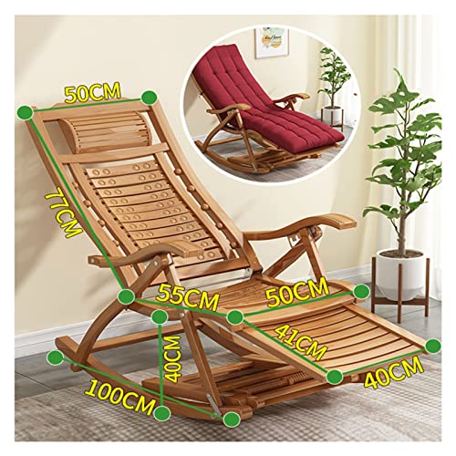 Lounge Stuhl, Patio Lounge Chairs Klappernde Rockstuhl im Freien, tragbarer Bambusrahmen -Rahmenstuhl mit verstellbarem Fußpedal, gepolsterter Sitz für Veranda -Gartenbalkon, Unterstützung von 150 kg Lounge Stuhl, Patio Lounge Chairs Klappernde Rockstuhl im Freien, tragbarer Bambusrahmen -Rahmenstuhl mit verstellbarem Fußpedal, gepolsterter Sitz für Veranda -Gartenbalkon, Unterstützung von 150 kg von HFERTSCN