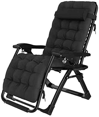 Lounge Stuhl, Sun Lounger Garden Chairs Zero. Chaise Lounges Patio Lounger Stuhl Klappstuhl im Freien Verstellbare Liege Strand Camping Tragbarer Stuhlstuhl 200 kg mit Baumwollpolster (schwarz) von HFERTSCN