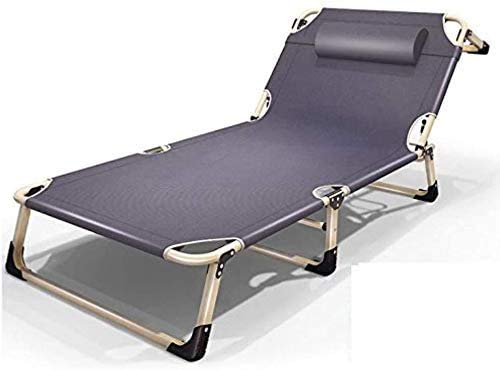 Lounge Stuhl, Sun Lounger Gartenstühle im Freien Reisebettsbettstühle im Freien mit Kissen Erwachsener, leichter verlängerte weit verbreiterte Lounge Sitz Terrasse tragbarer Rasenhocker (Grau) von HFERTSCN