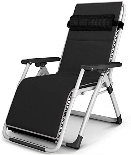 Lounge Stuhl, Sun Lounger Gartenstühle im Freien im Freien Schwerpunkt Stühle Sonne Patio Lounger Liege für Strandgarten Camping Klappstuhl Stuhl Unterstützung 200 kg (Black Square Tube) FANDIAO von HFERTSCN