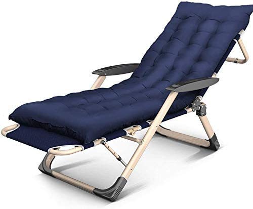 Lounge Stuhl, Sun Lounger Gartenstühle im Freien im Freien Schwerpunkt Stühle Sonne Patio Lounger Liege für Strandgarten Camping Klappstuhl Stuhl Unterstützung 200 kg mit Kissen (schwarz) FANDIAO von HFERTSCN