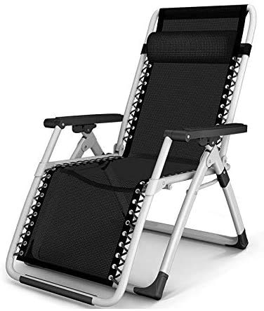 Lounge Stuhl, Sun Lounger Gartenstühle im Freien im Freien Schwerpunkt Stühle Sonnen Patio Lounger Liege für Strandgarten Camping Klappstuhl Stuhl Unterstützung 200 kg (Black Rowe Tube) FANDIAO von HFERTSCN
