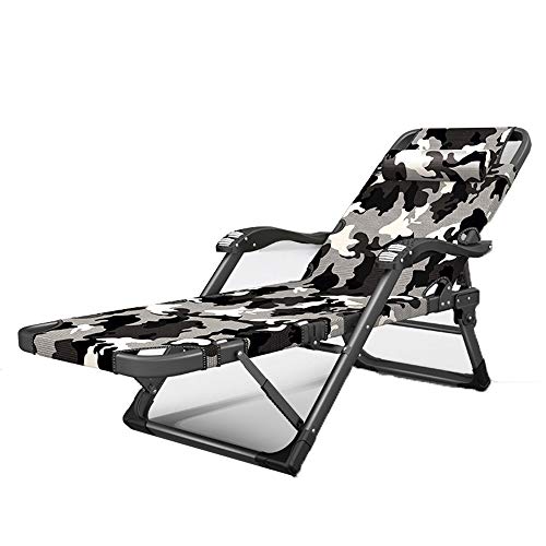 Lounge Stuhl, Sunloungers Extra breite Liegestühle XL Robelstuhl Ergonomisch einstellbarer Stuhl mit gepolstertem Sitzklapplieger für Innen- und Außen -Max -Ladung 200 kg (Camouflage 01 ohne Ma von HFERTSCN