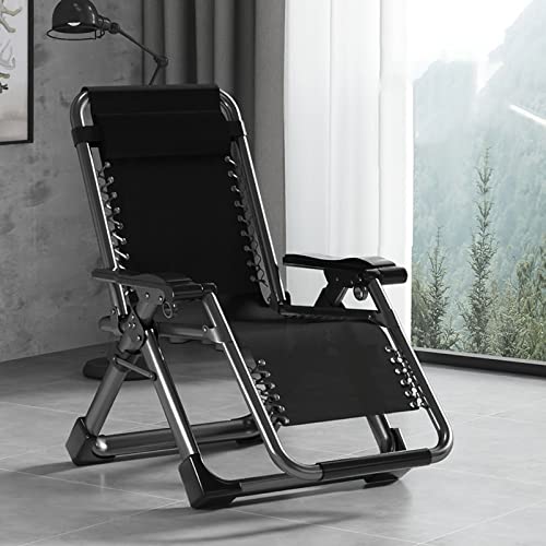 Lounge Stuhl, Sunloungers Zull der Gravity Chair Lounge Stuhl mit abnehmbarem Kissen für Ergonomie im Innen- und Außenbereich Klappstuhl für Erwachsene (kein Baumwollpolsterschwarzer Rahmen) FANDIAO von HFERTSCN