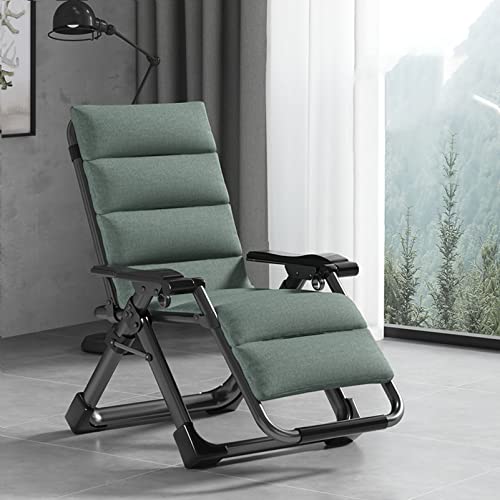 Lounge Stuhl, Sunloungers Zull der Gravity Chair Lounge Stuhl mit abnehmbarem Kissen für Ergonomie im Innen- und Außenbereich Klappstuhl für Erwachsene (schwarzer Rahmen des grünen Pads) FANDIAO von HFERTSCN