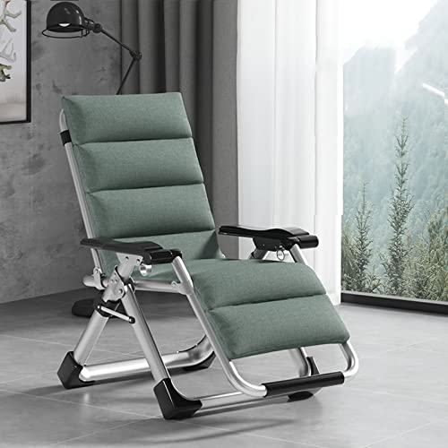 Lounge Stuhl, Sunloungers Zull der Gravity Chair Lounge Stuhl mit abnehmbarem Kissen für Ergonomie im Innen- und Außenbereich der Terrasse Liegeklappstuhl für Erwachsene (Green Pad Silber Rahmen) von HFERTSCN