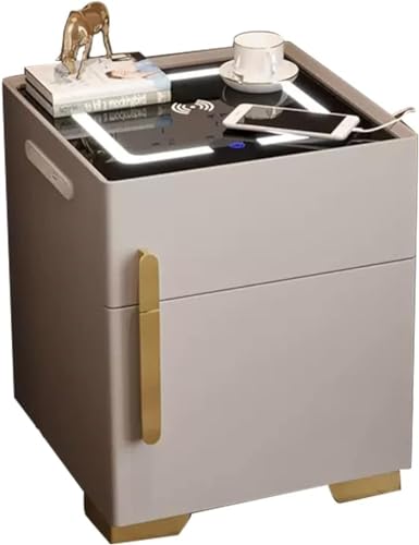 Nachtkommode Nachtkonsole Nachtkonsole mit Schubladen Weiß Nachttisch, schmaler Seitentisch, moderner Seitentisch mit Ladestation, aus USB-Ports, 1 (beige) (vollkommen) FANDIAO Sterne von HFERTSCN