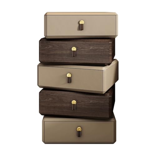 Nachtstand Leder Nachttisch, Nachttisch mit Lagerschubladen, Mode -Holzbett -Endtisch, 360 ° rotierender Nachtständer für Schlafzimmer, Keine Baugruppe erforderlich (Größe: 50 x 40 x 86 von HFERTSCN