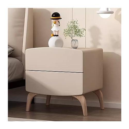 Nachttisch Schublade Kommode Einfacher Massivholz Nachttisch Reine Farbe Creme Brise Organizer Schlafzimmer Home Storage Nachttisch Große Kapazität Doppelschubladen Nachttisch (Farbe: Weiß, Größe: L von HFERTSCN