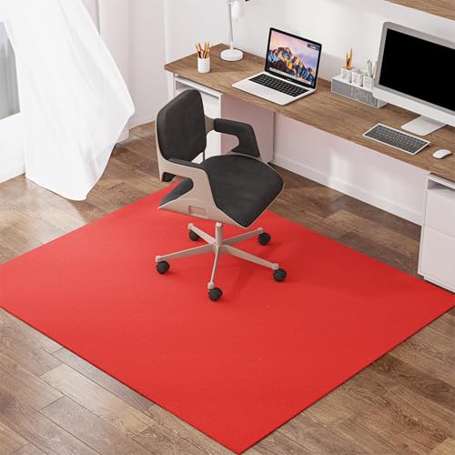 Nicht-Schlupf-Bürokablattmatte Langlebiger Computerschreibtisch Floor Protektor ideal für Home & Office Stuhl Rolling Matte für Spielzimmer 120 x 130 cm Rot 【Verbesserter Bodenschutz】 FANDIAO von HFERTSCN