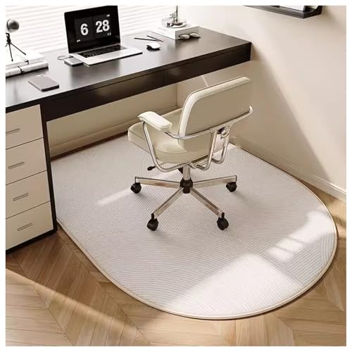 Office Chair Matte für Hartholz- und Fliesenböden Nicht-Rutsch-TPR-Backing-Stoßdämpfer- und Schalldichte einfache Gleiträder Langlebiger Loop-Stapel-Design 150 x 90 cm (weiß) FANDIAO von HFERTSCN