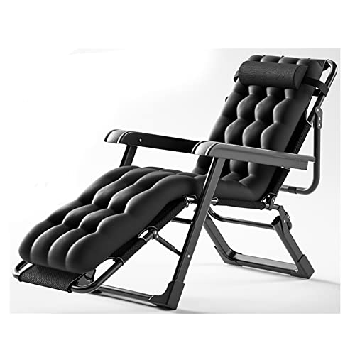 Outdoor -Sonne Liege Liegestütze Falten Multi -Positionen -Relaxer -Stühle mit Kissen Garten Patio Lounge Stühle mit Kissen für Büro Camping Pool Beach Pool Stahlrahmen (Farbe: Schwarz D) FANDIAO von HFERTSCN
