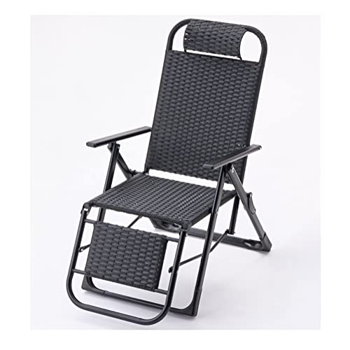 Outdoor Sun Lieger Verstellbares Klapp -Chaise -Liegestühle Lounge Stühle ZUR GRAZITÄT mit Kissen tragbar für Pool Beach Patio Rasen Camping Stahlrahmen und gewebter Rattan (Farbe: Svart) FANDIAO von HFERTSCN