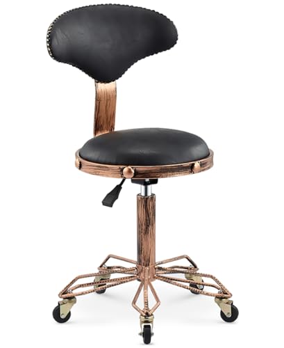 Retro Heavy Duty Rolling Stuhlstuhl Schönheit Hocker Drehgelenk Verstellbarer Hebelstuhl für Küchenabbau Labor Büro Massage Friseur Shop Bars Schwarz FANDIAO von HFERTSCN