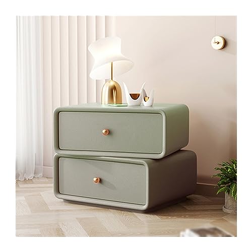 Schublade Nachtkommode Feststehend Massivholz Nachttisch drehbar Doppelauszug Tisch Modern einfache Farbe Möbel Schlafzimmer Runde Ecke Nachttisch (Farbe: Weiß, von HFERTSCN