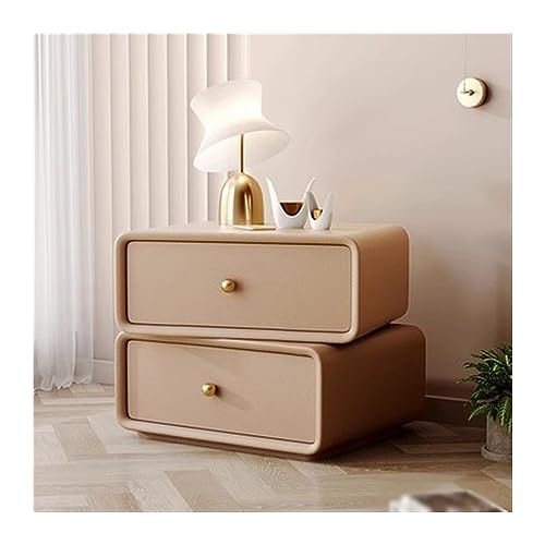 Schublade Nachtkommode Feststehend Massivholz Nachttisch drehbar Doppelauszug Tisch Modern einfache Farbe Möbel Schlafzimmer Runde Ecke Nachttisch (Farbe: Weiß, von HFERTSCN