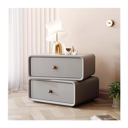 Schublade Nachtkommode Feststehend Massivholz Nachttisch drehbar Doppelauszug Tisch Modern einfache Farbe Möbel Schlafzimmer Runde Ecke Nachttisch (Farbe: Weiß, von HFERTSCN