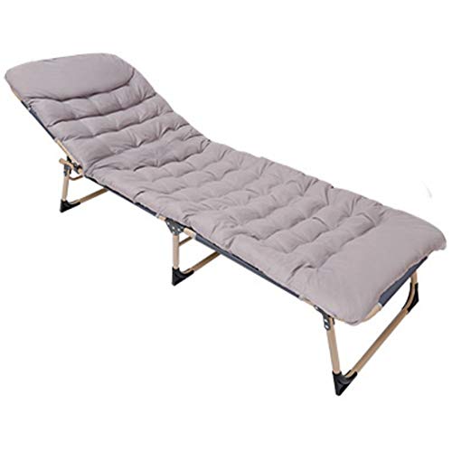 Stuhl mit Zero Gravity, Faltlieger, Klappbett Einzelbett Home Einfache Mittagspause für Erwachsene Mittagessen Break Lounge Büro Einfaches Marschbett 175x56x18 cm (Grau+Baumwollpolster) FANDIAO von HFERTSCN