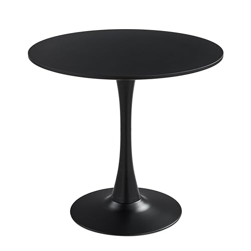 HFFAIWM Modern Runden Weißer Top-Tisch Einfach Freizeit Esstisch Nordisch Kaffetisch Milchtee Verhandeln Tisch Tulpe Balkon Kleiner Runder Und Stühle(Size:60cm,Color:Schwarz) von HFFAIWM