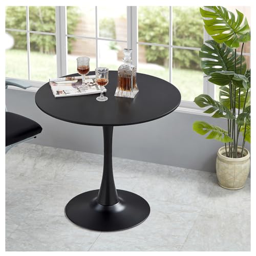 HFFAIWM Modern Runden Weißer Top-Tisch Einfach Freizeit Esstisch Nordisch Kaffetisch Milchtee Verhandeln Tisch Tulpe Balkon Kleiner Runder Tisch Und Stühle(Size:70cm,Color:Schwarz) von HFFAIWM