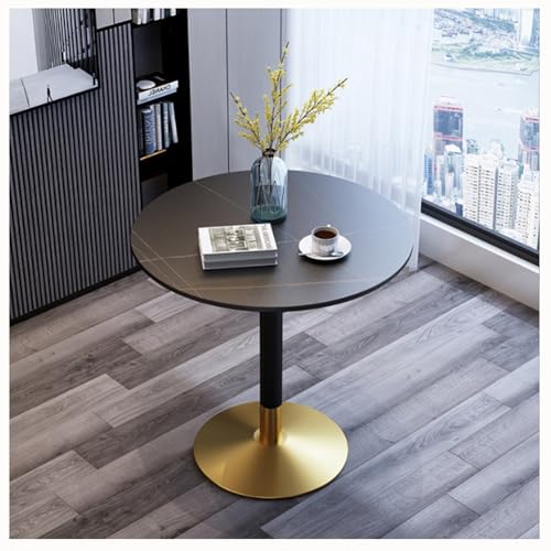 Rund Marmorplatte Sockeltisch Klein Küche Esstisch Modern Rund 2 - 4 Sitzer Frühstück Bistro-Tisch Mit Sockel Im Tulpen-Design Für Zuhause Büro Wohnbereich Küche Freize(Size:60CM/23.4'',Color:Schwarz) von HFFAIWM
