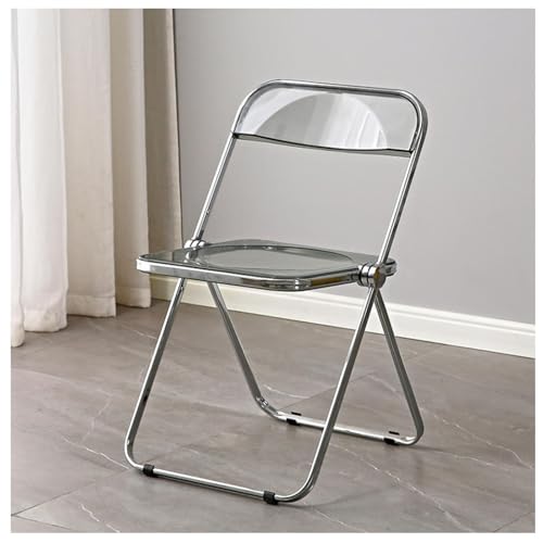 Transparent Klappstuhl Faltbarer Stuhl Stapelbar Kristallsitz Sitzchrom Rahmen Klappstuhl Akzent Seitenstuhl Computertischstühle Draußen Innen PC -Kunststoff Acryl Innenministe(Size:1PCS,Color:grau) von HFFAIWM