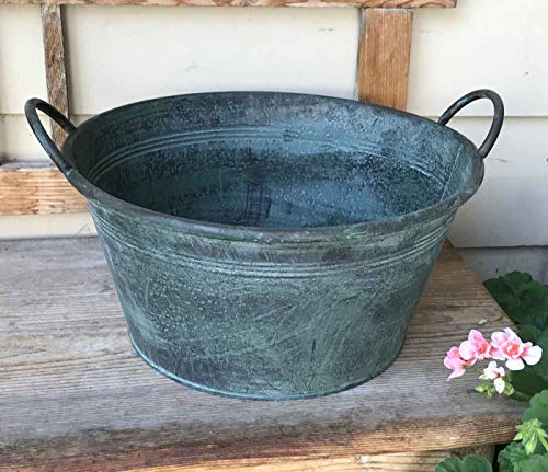 HFG Runde Deko-Pflanzschale D 28 cm Metall Pflanztopf Blumentopf Blumenschale Pflanzwanne von Tokiso