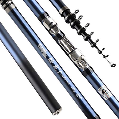 HFGDRH Fishing Rod for Trout,Tragbare Angelrute Power Teleskop-Felsen Angelrute 2.7m-5,4 m Kohlefaser Angelrute Feeder Rod Reise Boote Meer(5.4 m) von HFGDRH