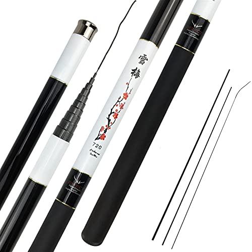 HFGDRH Ultralight Fishing Rod,Casting Rod Fishing 3.6-7,2 m Stream Angelrute Hand-Pole-Teleskopstangen mit den ersten DREI Abschnitten und Float-Rig-Set(7.2 m) von HFGDRH