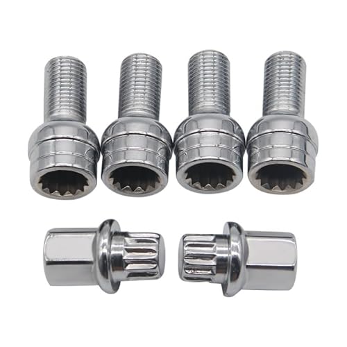 Radbolzen,Sicherheits Radschrauben Auto Styling Chrom Anti-Diebstahl Radschraube Bolzen Kontermutter Schlüsseladapter 14mmx1.5 8D0601139F Passend für VW Golf von HFGDRH