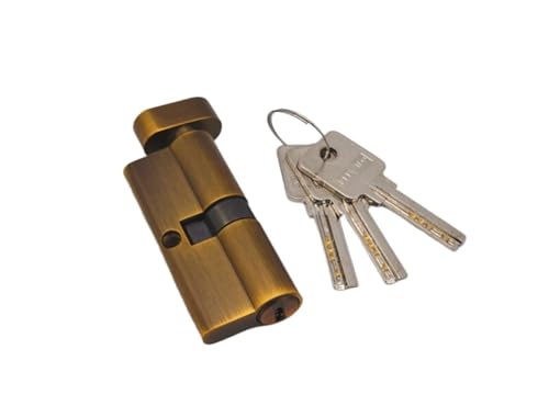 Schliebzylinder 30/30,Halbzylinder 70mm schwarz-verchromt Messingtür-Schließzylinder mit 3 Messing Computer-Tasten Anti-Diebstahl-Home Security Zylinder mit Noppen(CF) von HFGDRH