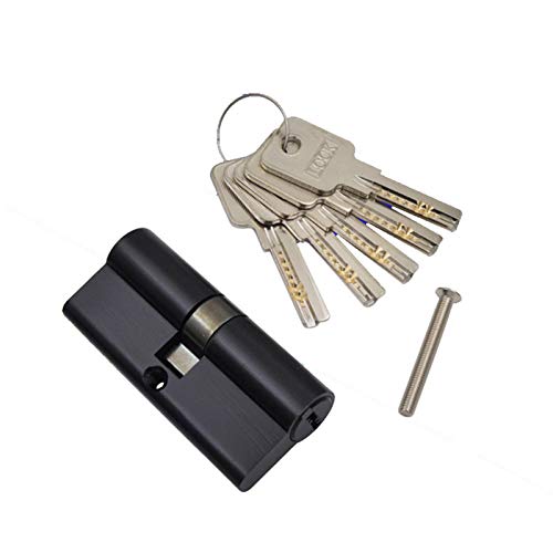Schliebzylinder 30/30,Halbzylinder Alle Messing Schwarz Zylinderschloss Tür-Fenster-Sicherheit 70mm Zylinder Wohnzimmer Verriegelungsgriff Customized Brass Key(Double Open) von HFGDRH