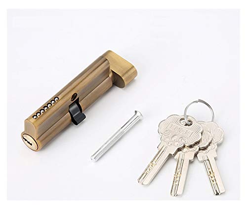 Schliebzylinder 30/30,Halbzylinder Indoor Holz Türschloss Zylinderkern mit 3 Tasten Höhe 29mm Länge 70mm Zinklegierung Eine Seite Geöffnete Schwarzgold-Schließzylinder(Yellow Bronze) von HFGDRH