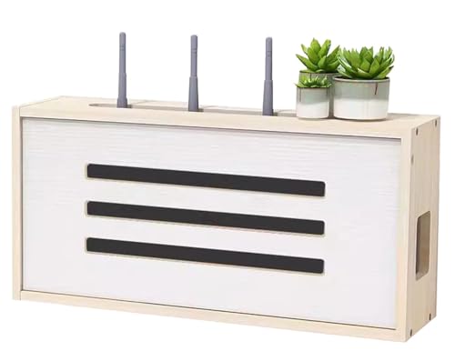 HFGHGDF Router Schrank, Router Aufbewahrungsbox, Wandmontage Kabelmanagement, Set-Top-Box Kabel Router Kasten WLAN Verstecken Box(Color:Beige) von HFGHGDF