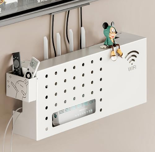 HFGHGDF Router Schrank, Router Verstecken, Router Box Wand um den Router Steckdosenleiste Samt Kabelsalat in Stilvolleren Art und Weise zu Werstecken(White) von HFGHGDF