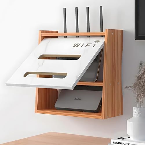 Router Verstecken, Router Schrank, Router Box für Ihren Kabelsalat zu Verstecken/Router/Modem/Steckdosenleiste(Color:Brown) von HFGHGDF