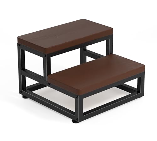 2 Stufen Tritthocker aus Holz, Fußbank Anti-Rutsch 500lbs Tragkraft, Wasserfester Hocker mit Verstellbare Füße & Abgerundete Ecken, für Erwachsene & Kinder, Küche Bad Schlafzimmer 2 Stufen Tritthocker aus Holz, Fußbank Anti-Rutsch 500lbs Tragkraft, Wasserfester Hocker mit Verstellbare Füße & Abgerundete Ecken, für Erwachsene & Kinder, Küche Bad Schlafzimmer von HFHOME