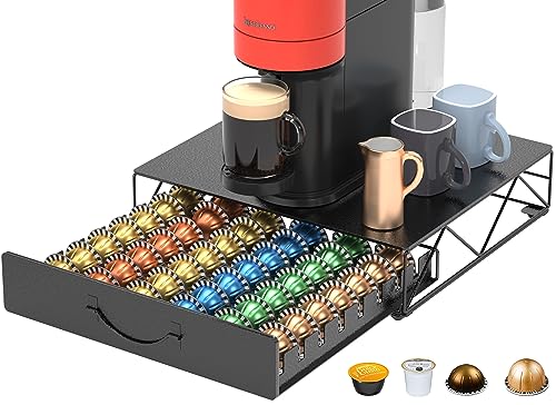 HFHOME Kaffeekapselhalter, Kaffeepad-Schublade für Nespresso Kapsel Organizer, Metall Kaffeestation für Nespresso Vertuo Kapseln von Home Office Theke, Schwarz HFHOME Kaffeekapselhalter, Kaffeepad-Schublade für Nespresso Kapsel Organizer, Metall Kaffeestation für Nespresso Vertuo Kapseln von Home Office Theke, Schwarz von HFHOME