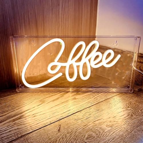 3D Stehbares Kaffee Neonschild für Coffee Shop Bar Arbeitsplatte, LED Aryl dekoratives Leuchtschild, Kunst Nachtlichter für Kaffeestation, Zuhause, Party, USB-betrieben, 30 x 15 x 4,3 cm von HFHungkeong
